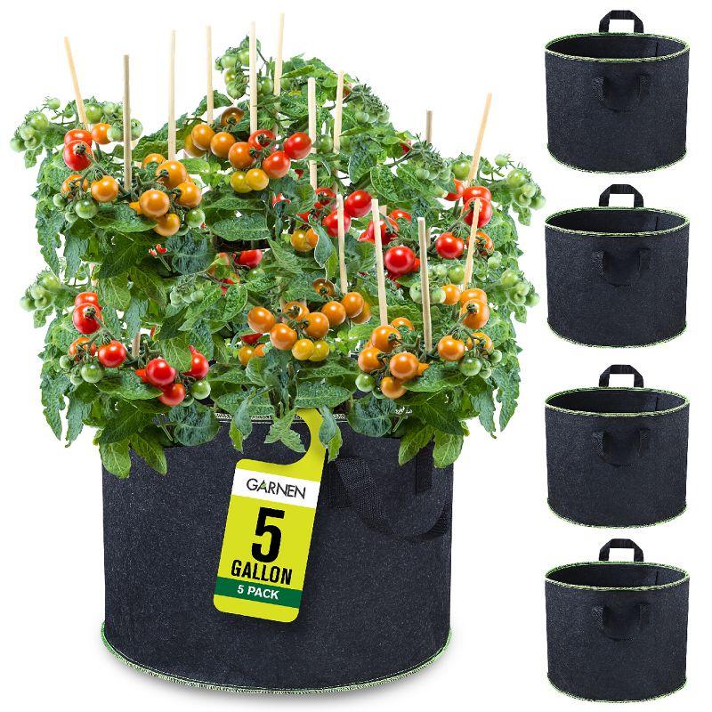 Garnen 5-Pack Black Fabric 5 Gallon Garden Grow Bags