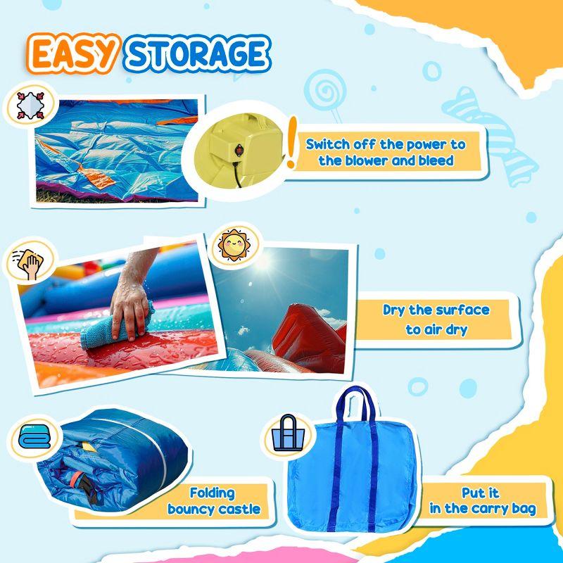 Outsunny 5-in-1 Inflatable Water Slide Kids Bounce House Water Park Includes Trampoline Slide Water Pool Cannon Climbing Wall with Carry Bag