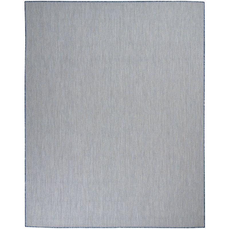 Courtyard Geometric Ivory Blue 10' x 14' Easy-Care Area Rug