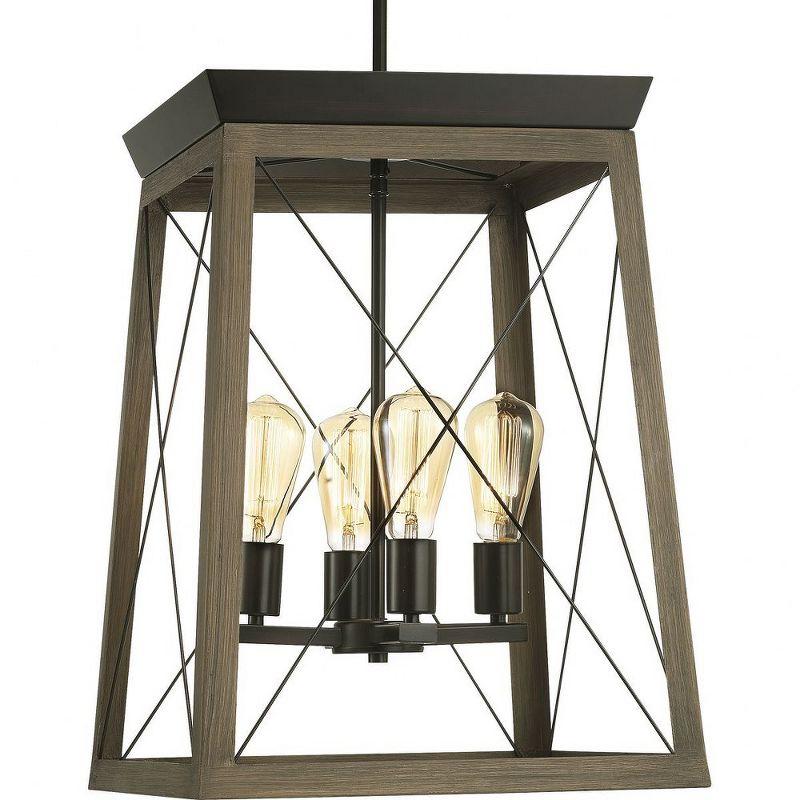 Progress Lighting Briarwood 4-Light Foyer Pendant, Antique Bronze Finish, Vintage-Style Bulbs, Steel Material