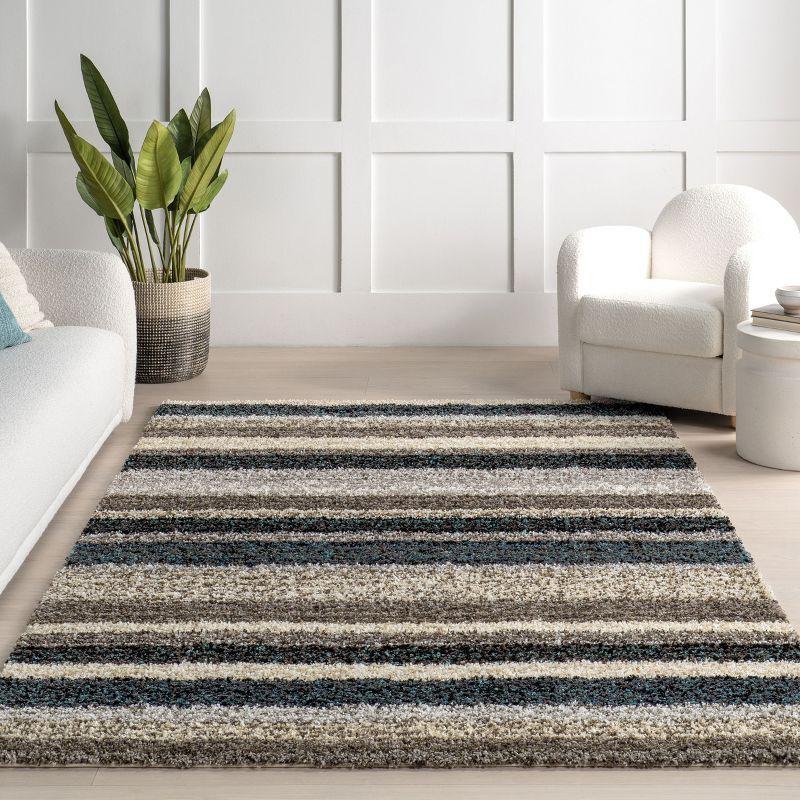Nuloom Drey Striped Shag Indoor Area Rug, Runner 2' 6" x 10', Blue Multicolor