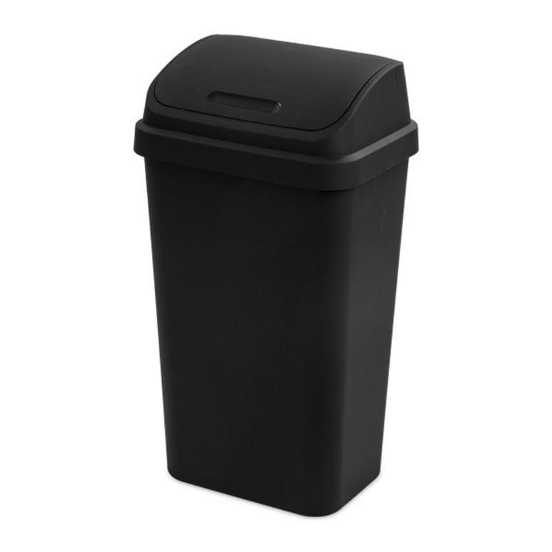 Black 13 Gallon Plastic Swing Top Trash Can Set