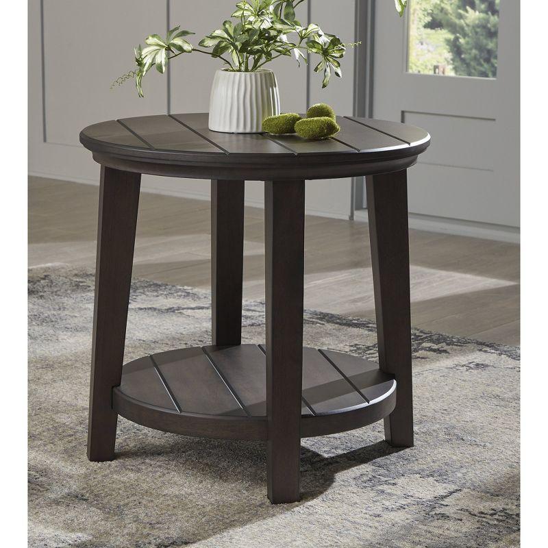 Signature Design by Ashley Celamar Modern Farmhouse End Table with Lower Shelf, Dark Brown