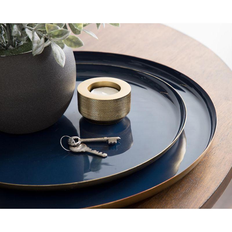 Kate and Laurel Neila Tray, 2 Piece, Navy Blue and Gold