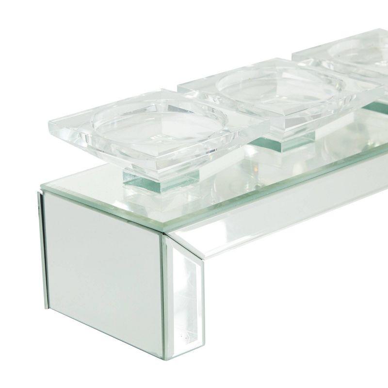 Olivia & May 20" x 5" Glass Candle Holder with Mirrored Base: Luxury Glam Style, Pillar Candle Compatible, Tabletop Elegance