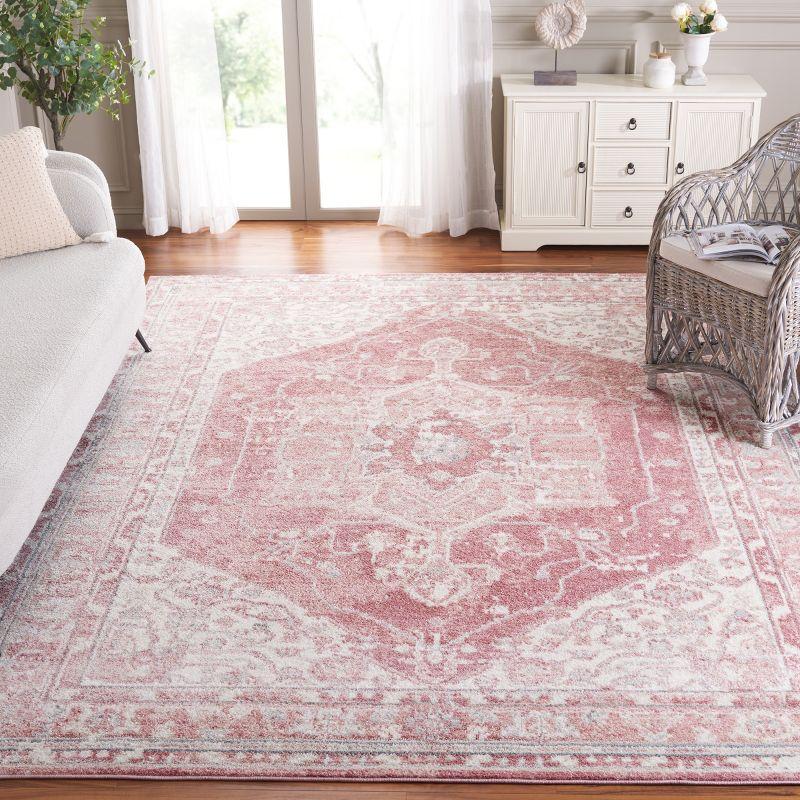 Layla LAY108 Power Loomed Area Rug - Ivory Grey/Pink - 6'7"x6'7" - Safavieh