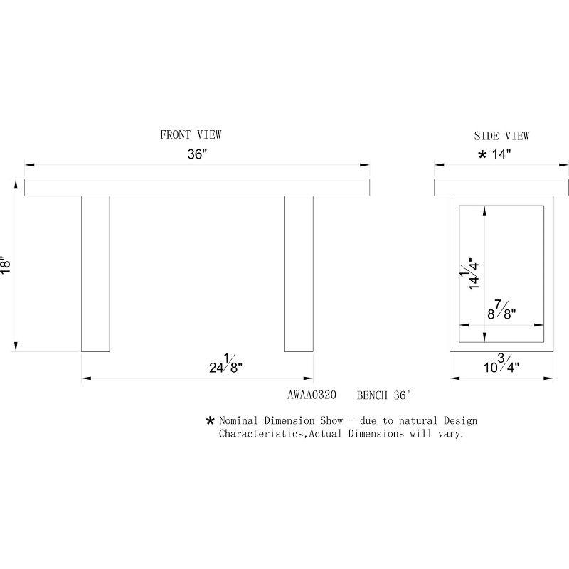 Alaterre Furniture Alpine Natural Brown Live Edge 36" Bench with Coat Hook Shelf Set Metal And Wood