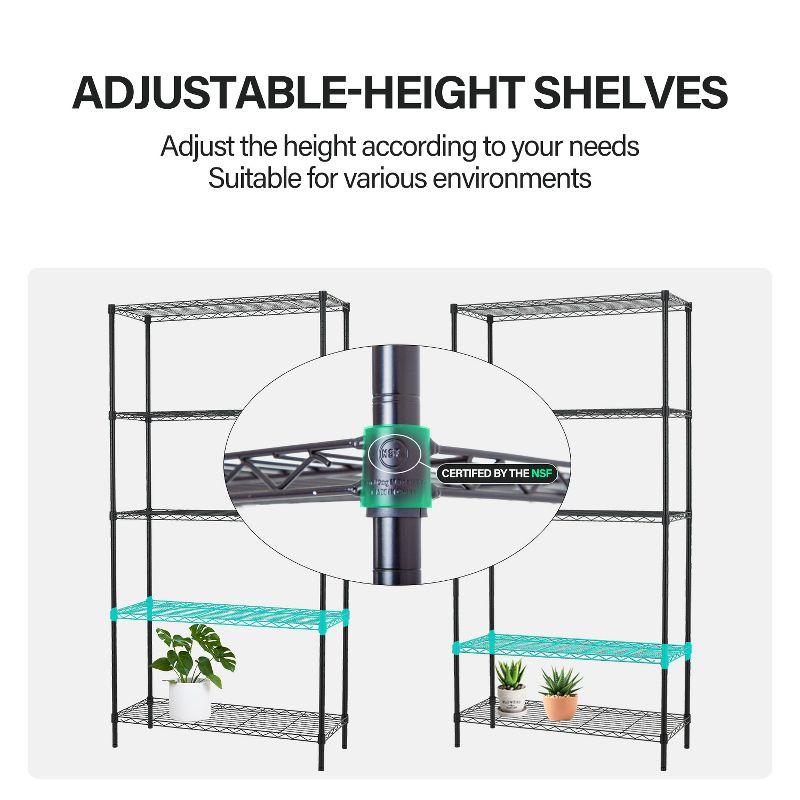 FDW 5-Shelf Adjustable Layer Rack Commercial Strong Steel for Restaurant Garage Kitchen