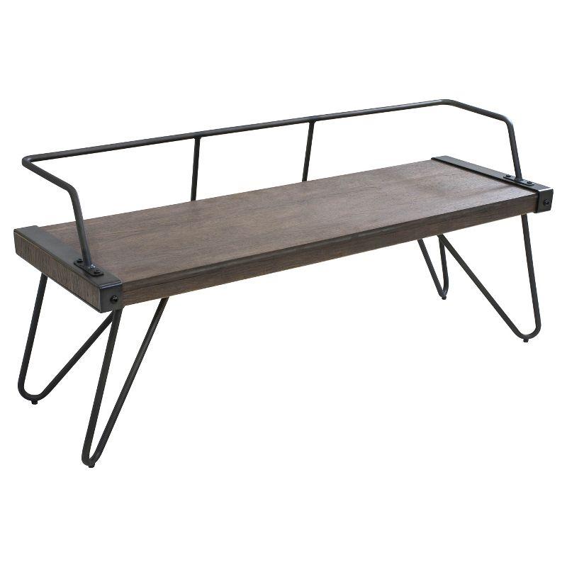 LumiSource Stefani Industrial Bench Antique Metal: Rectangle, Metal Frame, Seats 2, No Upholstery