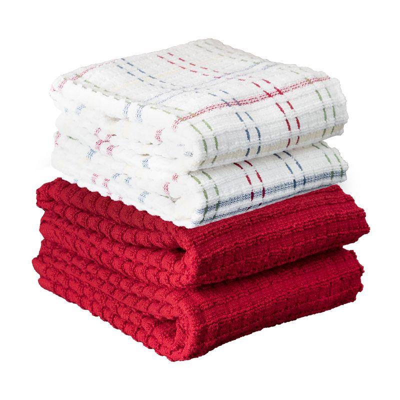 John Ritzenthaler Co. Royale Solid/Coordinate Kitchen Towel, 4 Pack