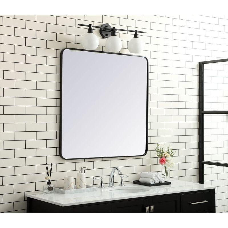 Elegant Lighting Soft corner metal rectangular mirror 36x36 inch in Black