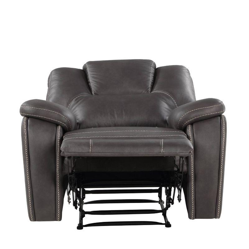 Katrine Manual Recliner Charcoal - Steve Silver Co.: Faux Leather Upholstery, Plywood Frame, No Tools Assembly