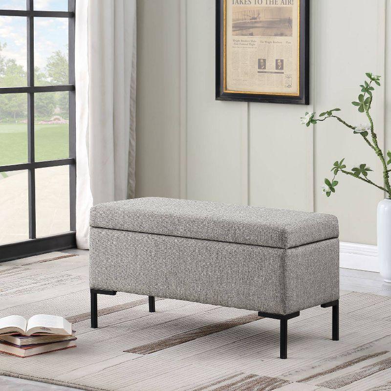 Medium Storage Bench with Metal Legs Gray Woven - HomePop