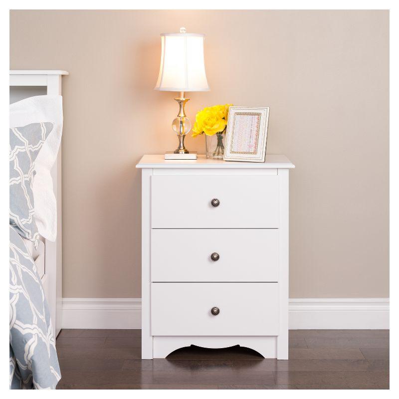 Monterey 3 Drawer Nightstand - White - Prepac: Modern Bedside Furniture, Space-Saving Design