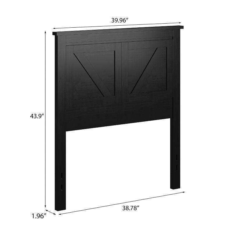 Glenwillow Home Farmhouse Style Wood Panel Headboard in Black, Twin Size