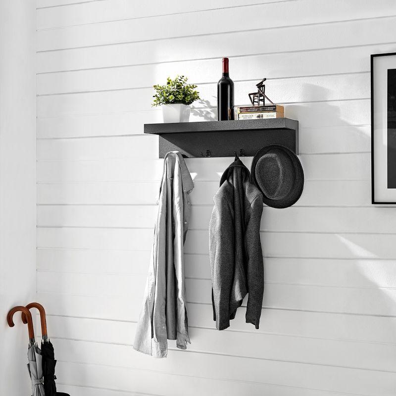 25.6" x 5.75" Wall Mounted Entryway Coat Rack with Decorative Ledge Shelf and Hooks - Danya B.