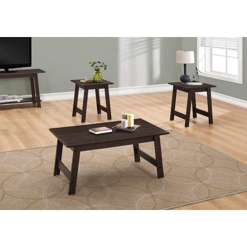 Monarch Specialties Table Set 3Pcs Set Coffee End Side Accent Living Room Laminate Brown Transitional