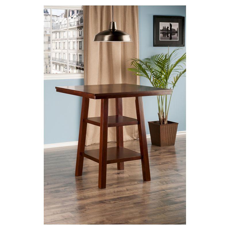 Orlando Square High Table with 2 Shelves Wood/Walnut - Winsome