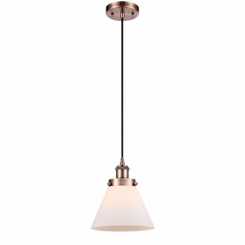 Antique Copper Mini Pendant with Matte White Glass Shade