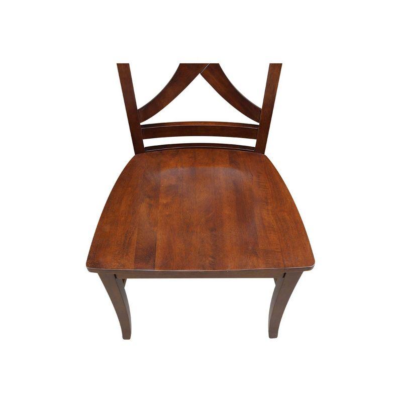 Set of 2 Vineyard Curved X-Back Chairs Espresso - International Concepts: Hardwood Frame, 250lb Capacity