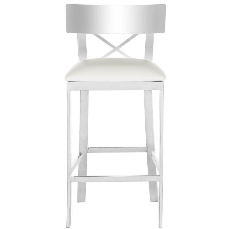 Zoey 35"H Stainless Steel Cross Back Counter Stool - FOX2035 - White - Safavieh Couture
