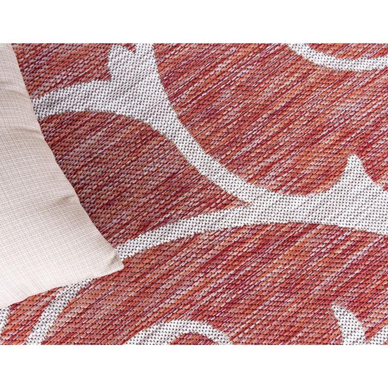 Unique Loom 4' 1 x 6' 1 Rectangle Indoor/Outdoor Botanical Rust Red Area Rug
