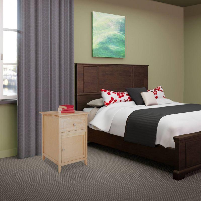 Winsome Eugene Nightstand Natural: Wood Composite Bedside Table with Cabinet Door & Drawer