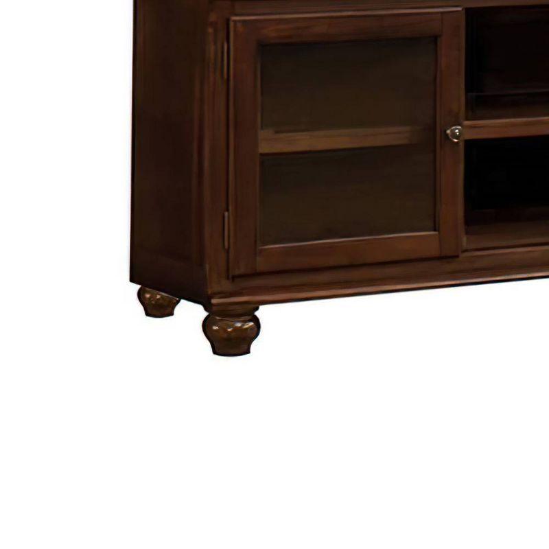 58" Dita TV Stand for TVs up to 59" Walnut - Acme Furniture: Glass Doors, Open Compartments, No Assembly Required
