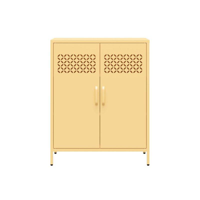 Sunny Yellow Metal 2-Door Office Cabinet with Adjustable Shelving