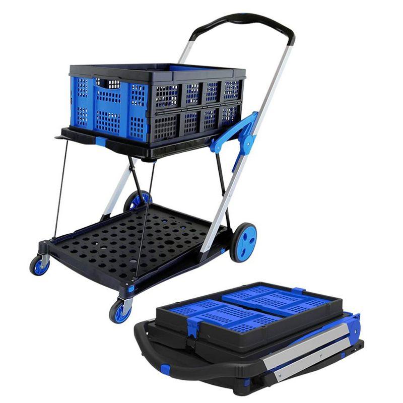 Magna Cart 2-Tier Black and Blue Folding Utility Cart