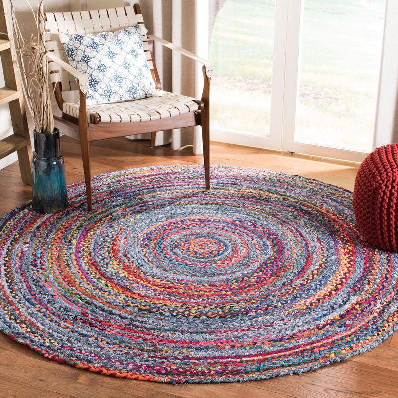 Braided BRD250 Hand Woven Area Rug - Blue/Red - 6' Round - Safavieh.