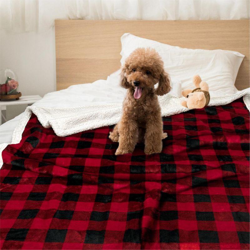 PetAmi Waterproof Dog Blanket for Bed Couch Sofa Cover, Reversible Faux Shearling Fleece Pet Throw