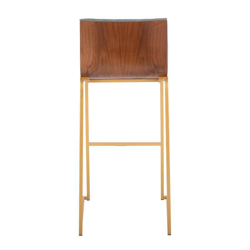 Set of 2 Mason Mara Barstools Gold/Walnut/Green - LumiSource: Fixed-Height, Tufted Seat, Metal Base