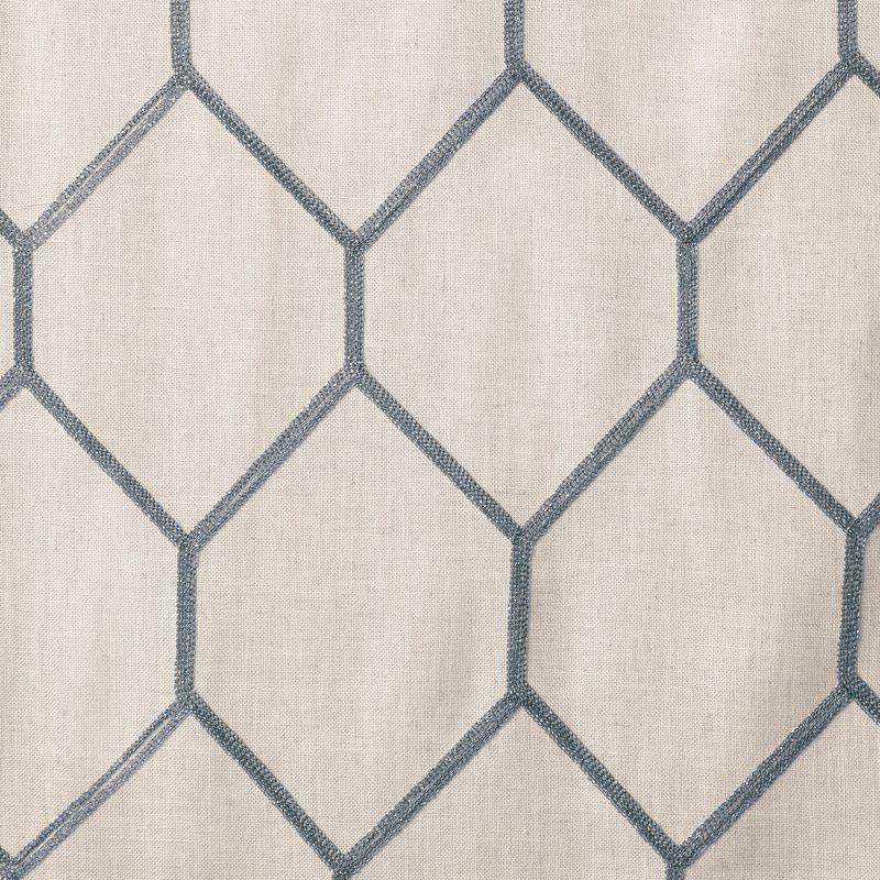 Gray Geometric Embroidered Light-Filtering Curtain Panel