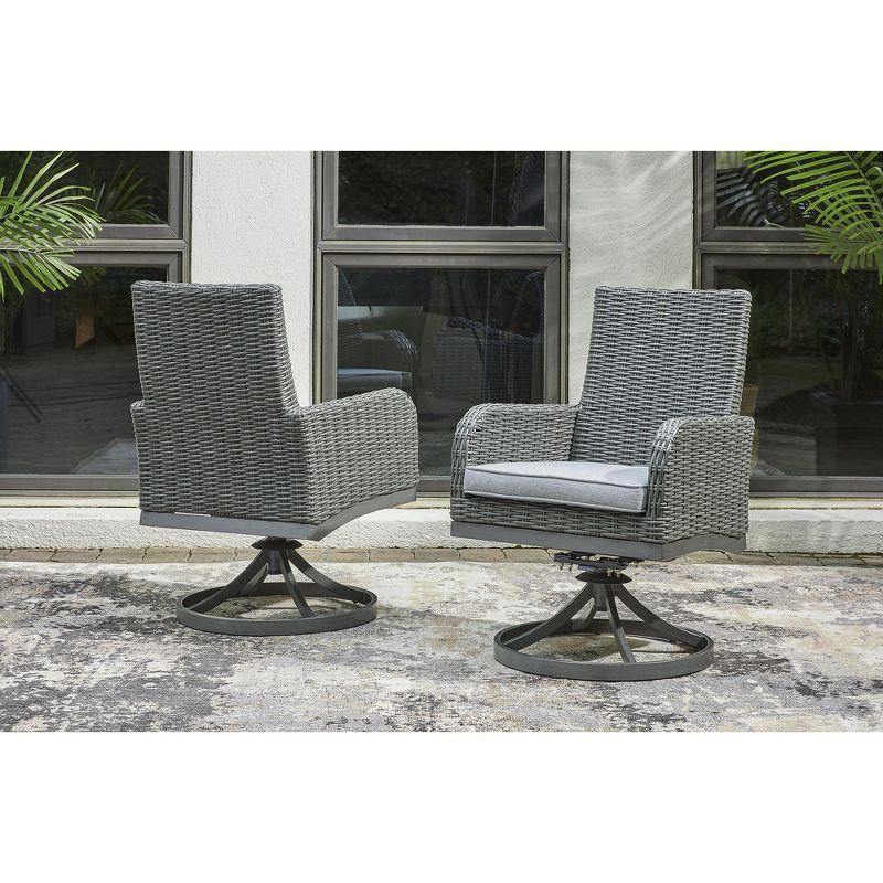 Signature Design by Ashley Elite Park Outdoor Swivel Chair with Cushion(Set of 2), Gray