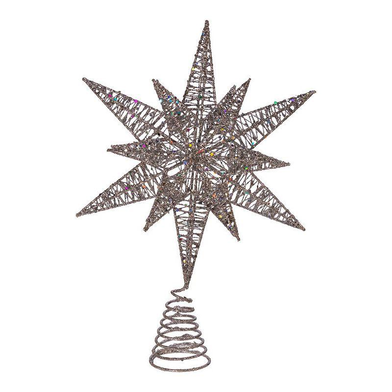 Kurt Adler 15.5-Inch Silver Glitter Wire 3D Star Treetop