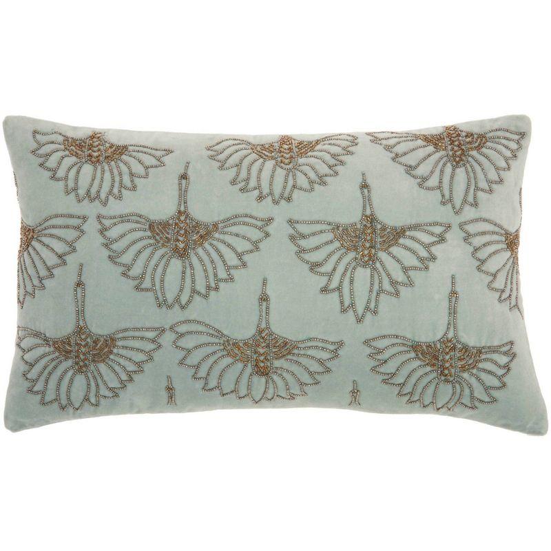 Mina Victory 12" X 20" Ivory Cotton Throw Pillow