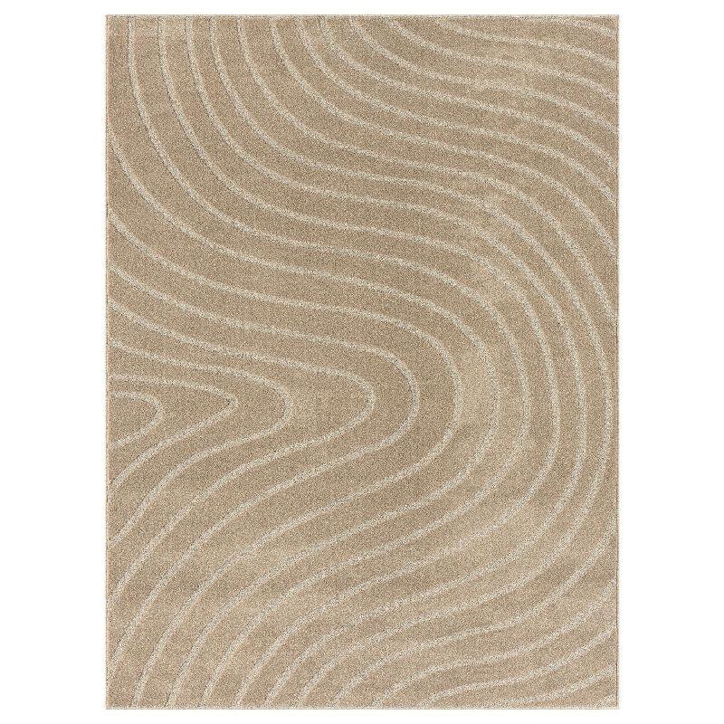 Luxe Weavers Modern Geometric Wave Beige 6x9 Area Rug
