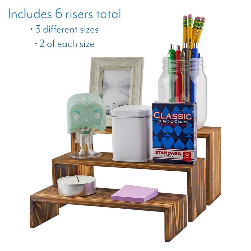 Darware Farmhouse Rectangular Wooden Risers (6pc Set); Rustic Decorative Display Stands