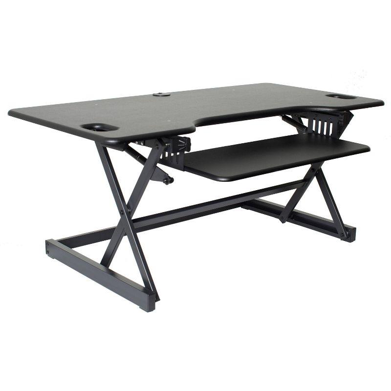 Rocelco 46" Height Adjustable Sit To Standing Desk Riser Black : Extra Large, Ergonomic Keyboard Tray, No Assembly Required