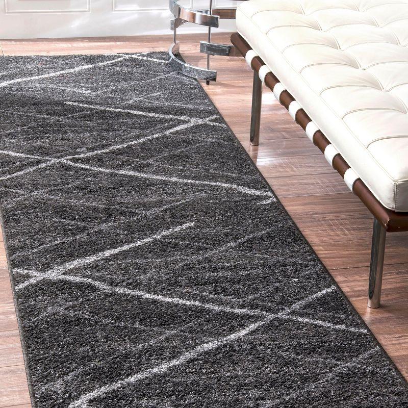 Dark Gray Rectangular Synthetic Reversible Area Rug