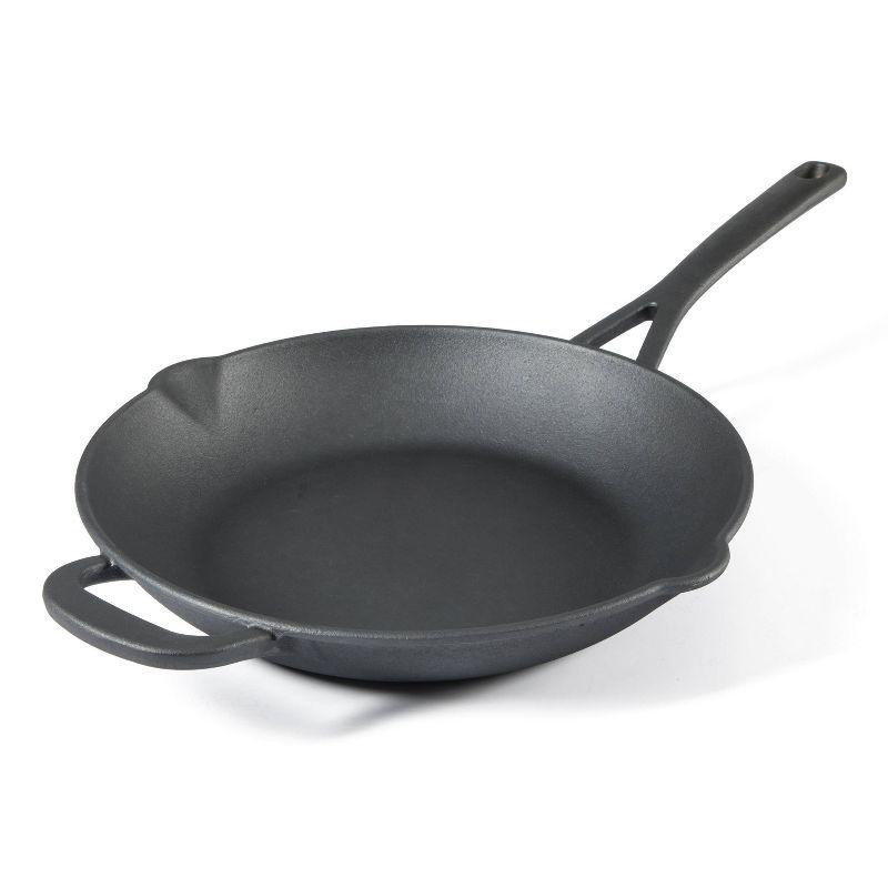 Martha Stewart 12" Pre Seasoned Cast Iron Skillet: Oven & Broiler-Safe, Smooth Surface Induction Compatible, Black