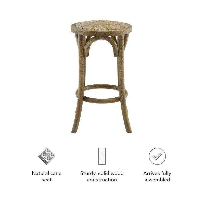 Rae Rattan 25" Backless Beige Wood Counter Stool