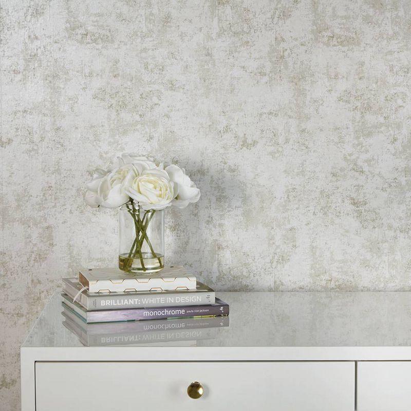 Tempaper & Co. Distressed Gold Removable Peel and Stick Wallpaper, Pearl Leaf, 28 sq ft