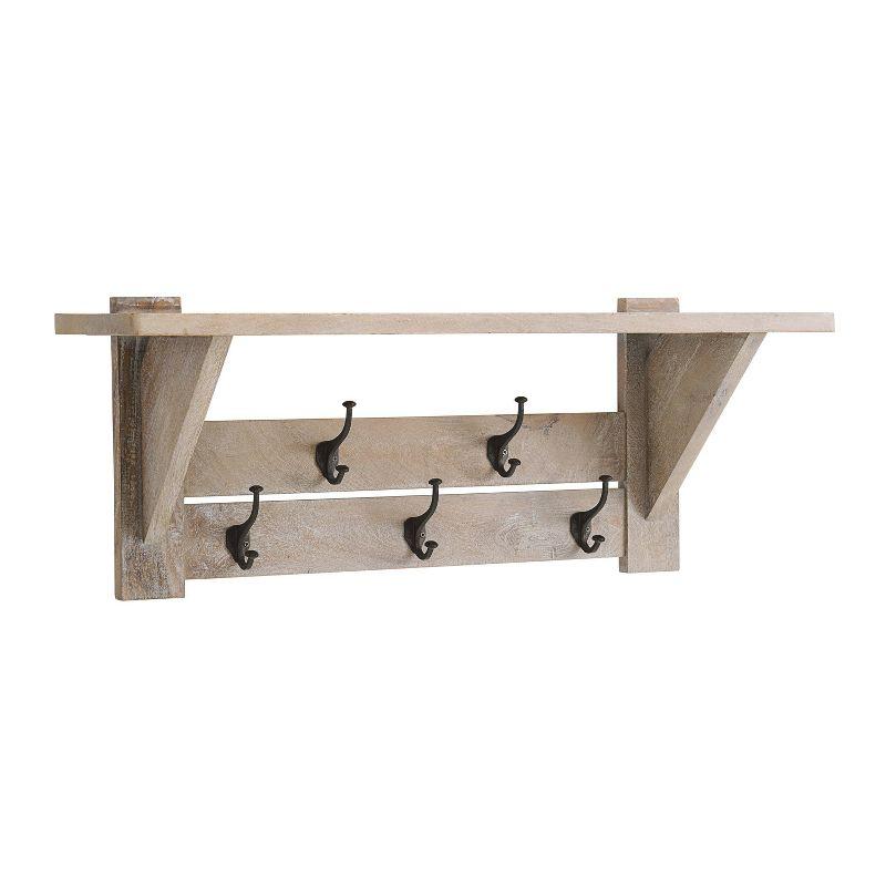 Castleton 40" Driftwood Mango Wood Coat Rack with Shelf