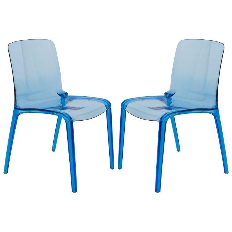 Murray 33" Transparent Blue Plastic Dining Chair, Set of 2