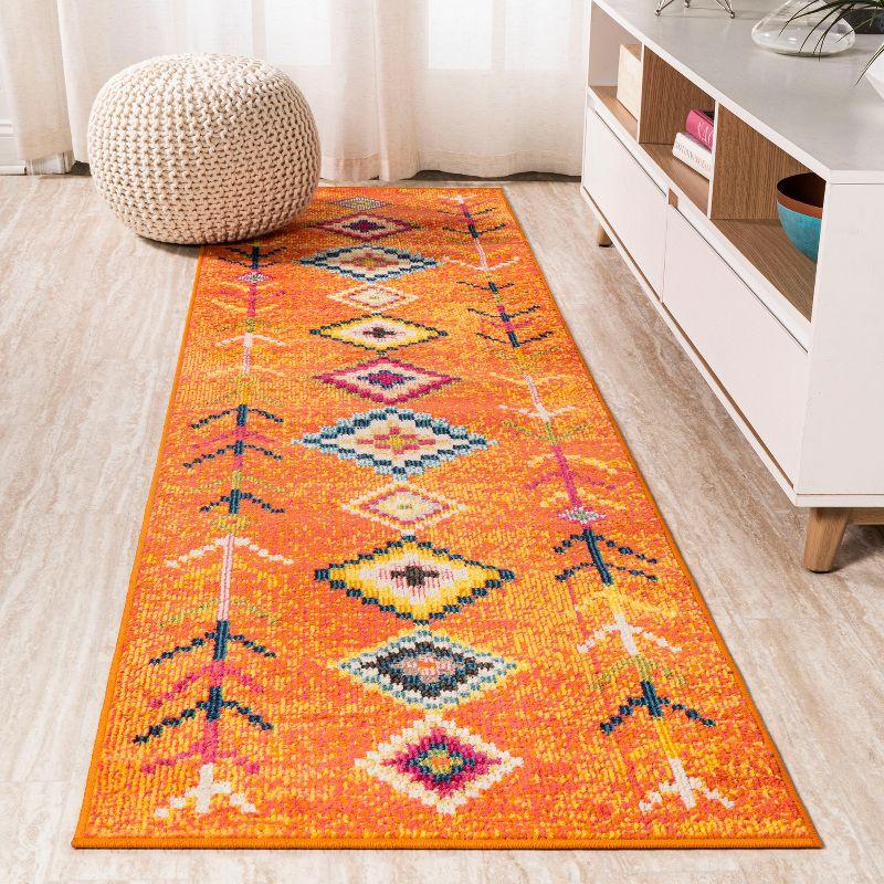 JONATHAN Y Love Geometric Orange/Multi 2 ft. x 8 ft. Runner Rug