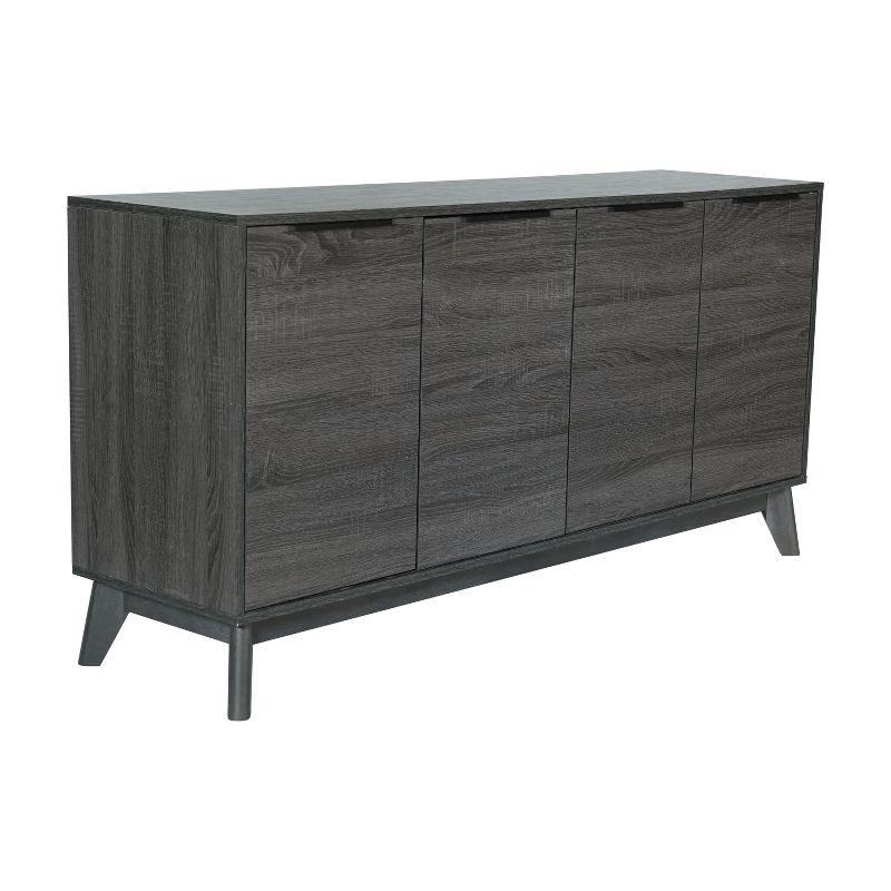 Flash Furniture 60" Buffet Cabinet with 4 Soft Close Doors and Adjustable Shelves - Black Wash