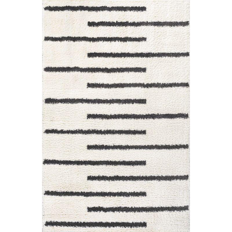 Alaro Berber Stripe Shag Indoor Area Rug - JONATHAN Y