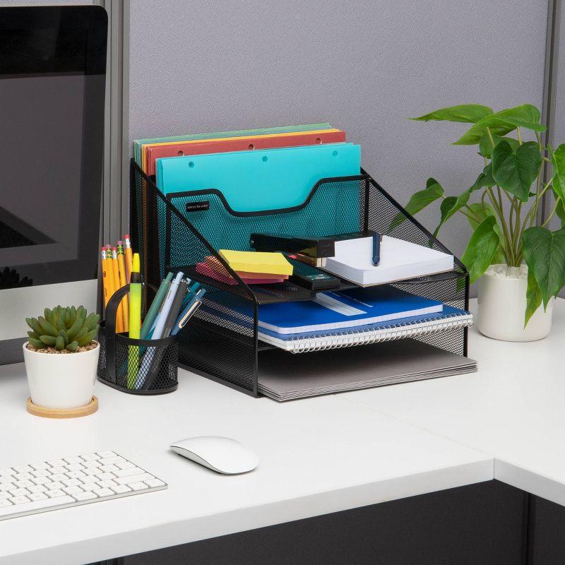 Desktop Organizer, Vertical File Holder, Paper Trays, Office, Metal, 12.5"L x 11.5"W x 9.5"H